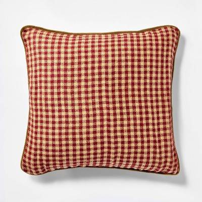 20"x20" Gingham and Velvet Reverse Throw Pillow Red - Threshold™ designed with Studio McGee | Target