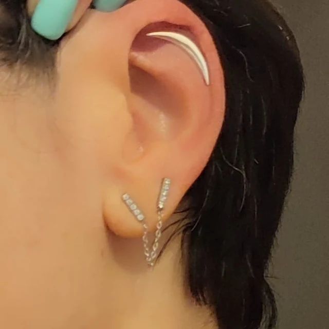 Cartilage Earring Crescent Moon Helix Earring 20G 18G 16G Sterling Silver Minimalist Stud Piercin... | Etsy (US)