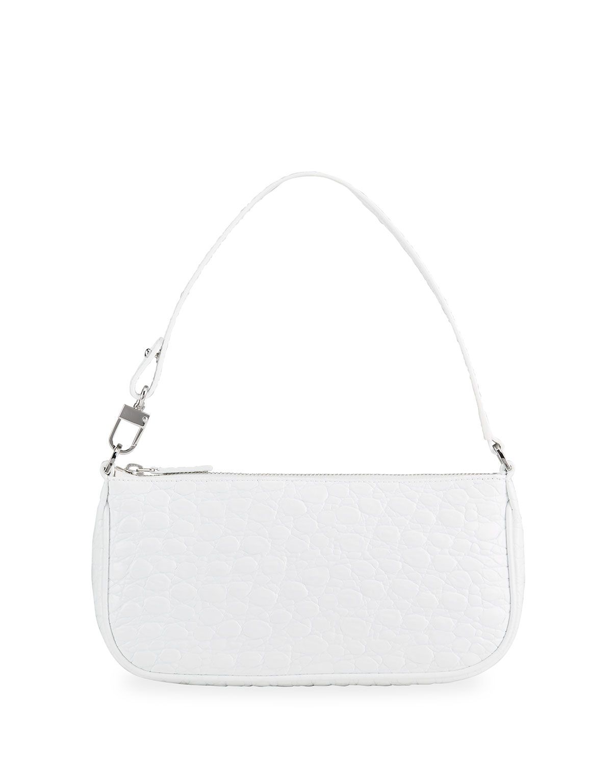 Rachel Moc-Croc Shoulder Bag, White | Neiman Marcus