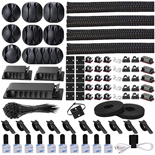 N NOROCME 192 PCS Cable Management Kit 4 Wire Organizer Sleeve,11 Cable Holder,35Cord Clips 10+2 ... | Amazon (US)
