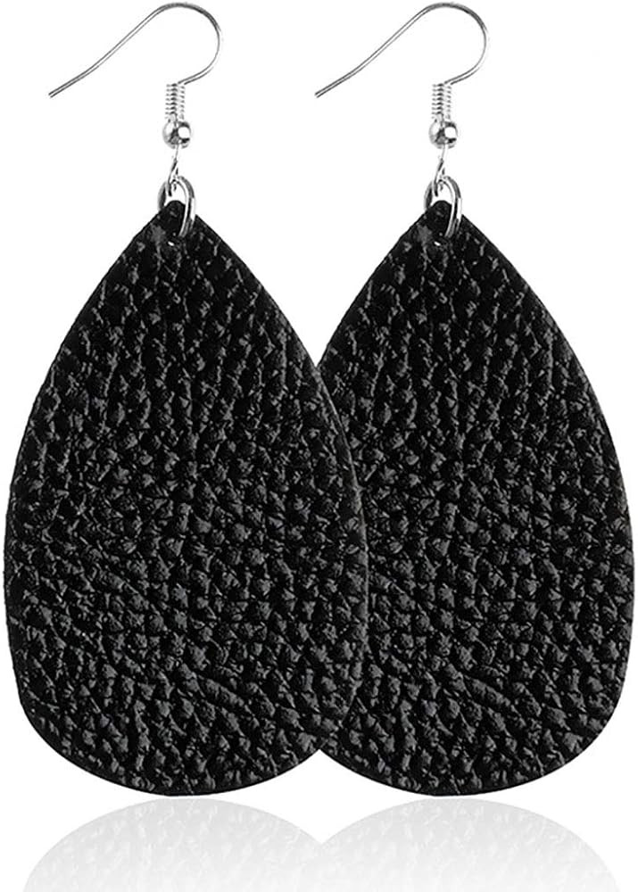 ROSTIVO Leather Earrings for Women and Girls Teardrop Leather Earrings Simple Dangle Earrings (Bl... | Amazon (US)