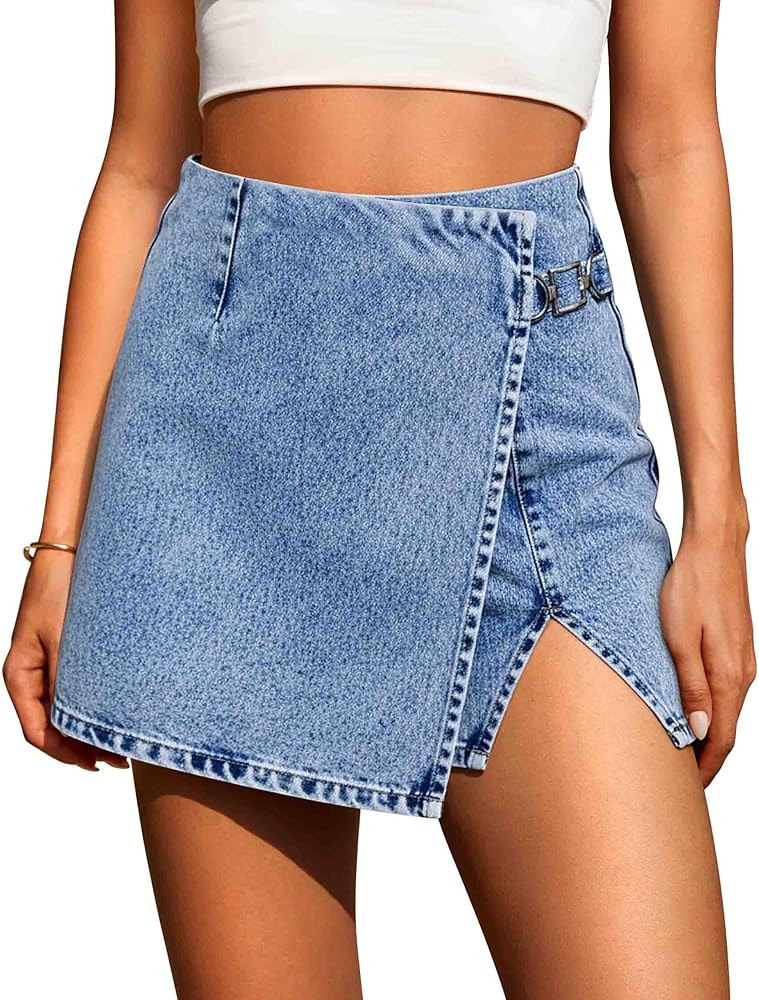 Eddoyee Jean Skorts for Women Pockets Denim Mini Skirts Trendy Y2K Country Skirt with Shorts Casu... | Amazon (US)