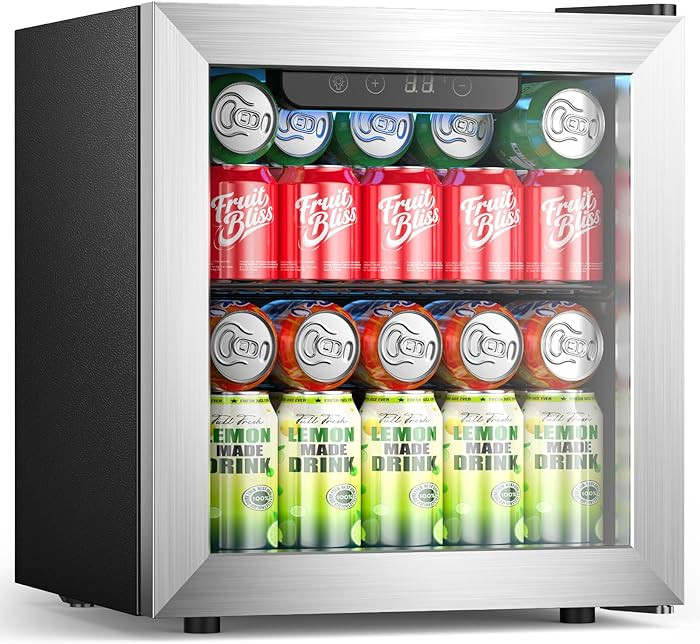 Beverage Refrigerator, 50 Cans Commercial Mini Fridge Cooler, 1.3 Cu.ft with Glass Door, Adjustab... | Amazon (US)