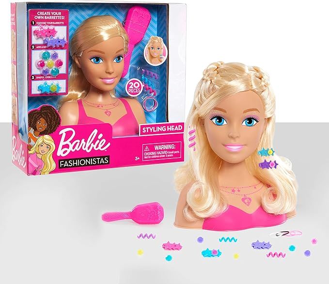 Barbie Fashionistas 8-Inch Styling Head, Blonde, 20 Pieces Include Styling Accessories, Hair Styl... | Amazon (US)