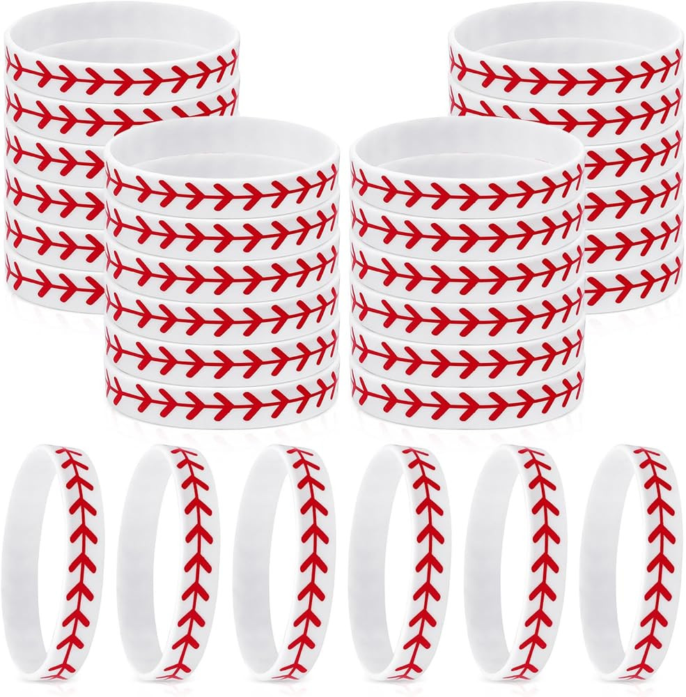 30 PCS Baseball Silicone Bracelet, Softball Rubber Wristbands, Baseball Motivational Rubber Brace... | Amazon (US)
