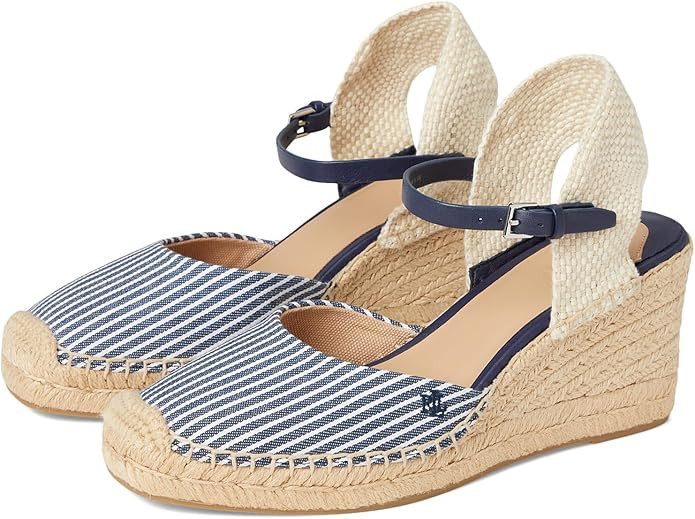 Lauren Ralph Lauren womens Robby Striped Canvas & Jute Espadrille | Amazon (US)