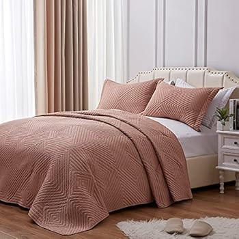 SunStyle Home Quilt Set 3 Pieces King Quilt Set Brown Soft Microfiber Bedspreads King Size Lightw... | Amazon (US)