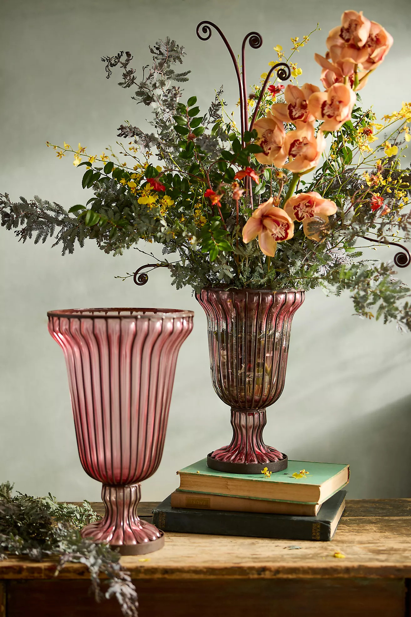 Mauve Fluted Glass + Iron Vase | Anthropologie (US)