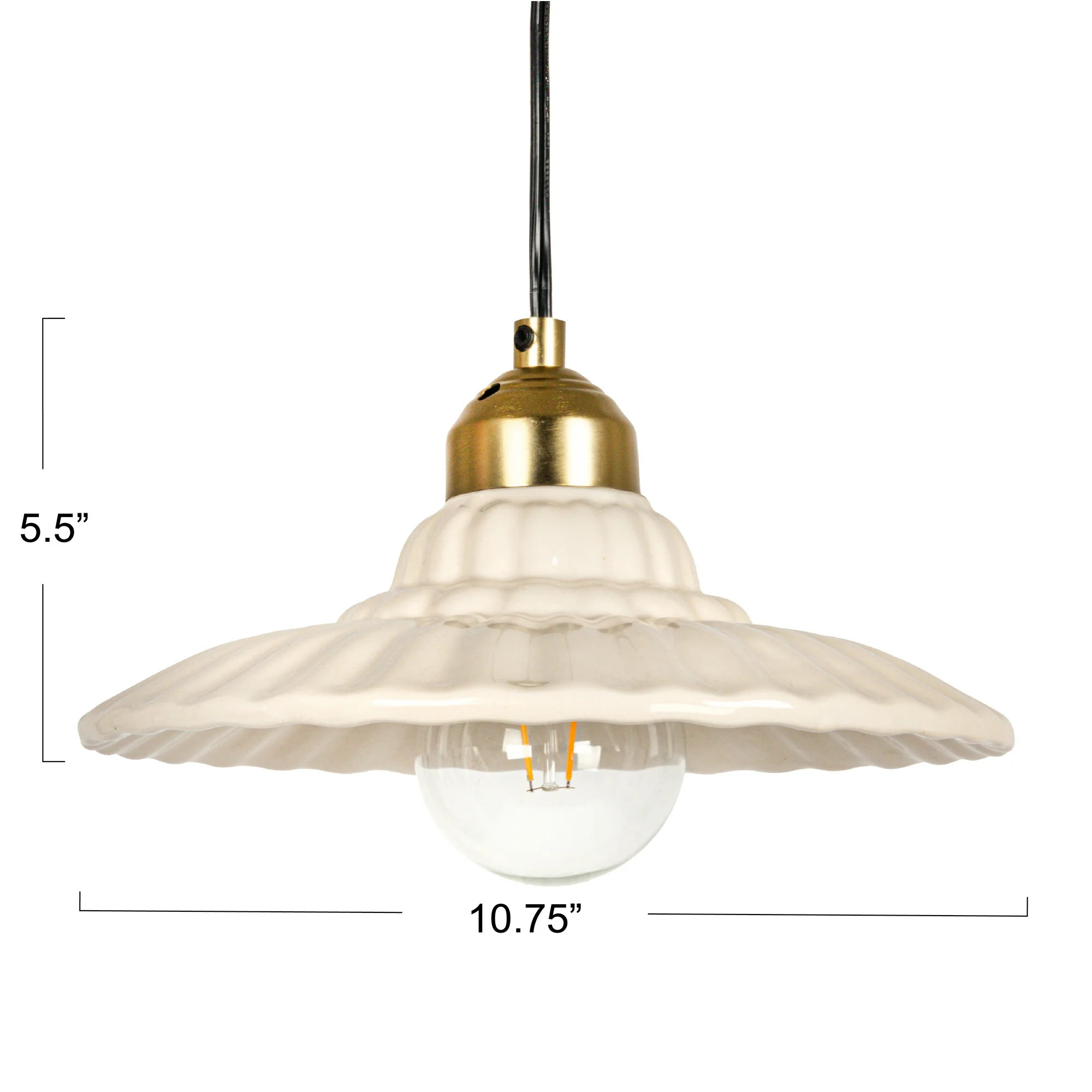Creative Co-Op 40-Watt Elegant Stoneware Pleated Pendant Lamp, Cream | Walmart (US)