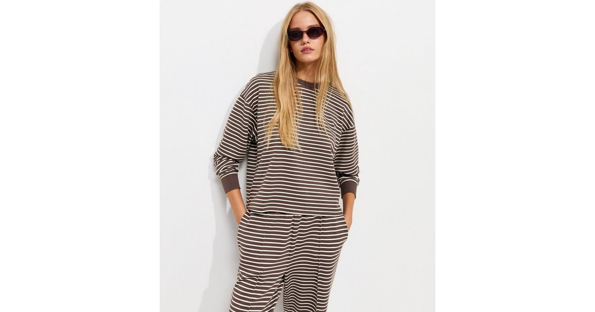 Women's Premium Brown Striped Sweatshirt New Look | New Look (UK)