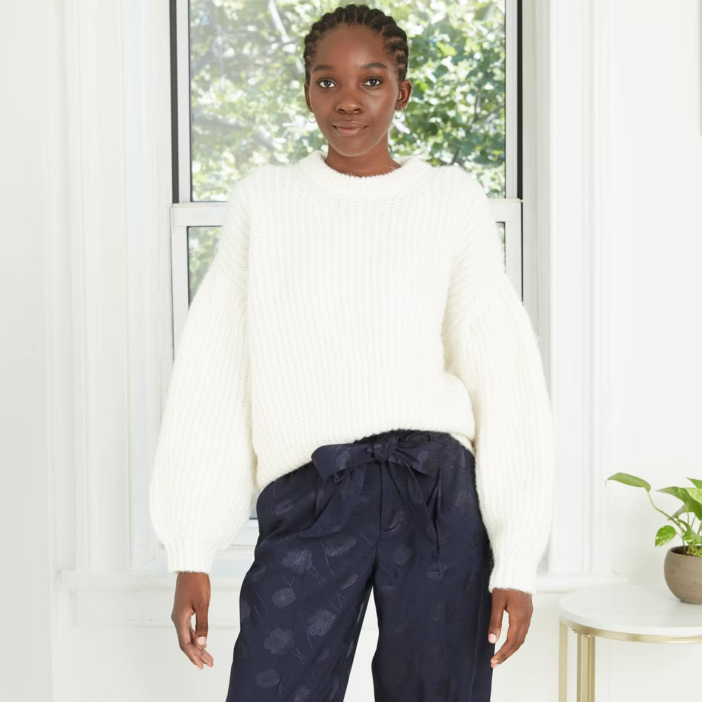 Women's Baoon Seeve Boat Neck Puover Sweater - A New Day™ | Target