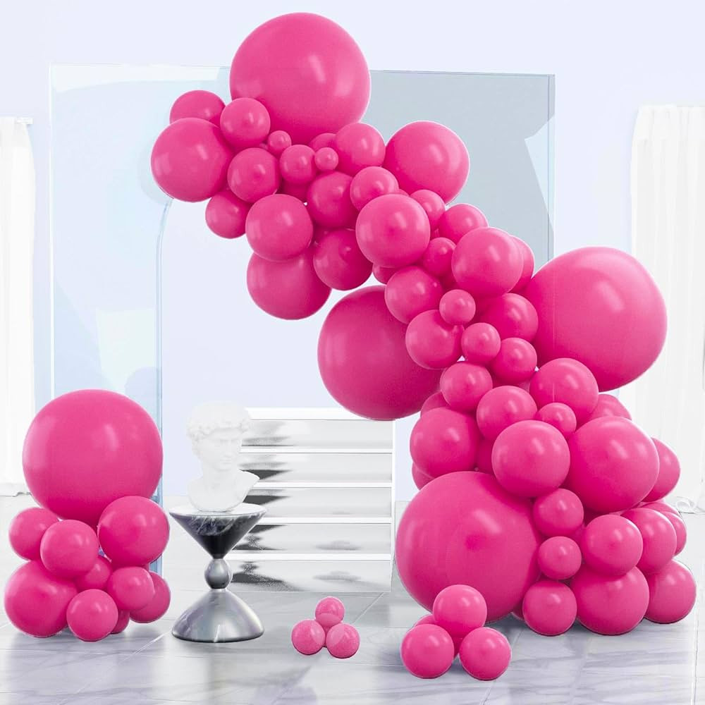PartyWoo Hot Pink Balloons 140 pcs Different Sizes of 18 12 10 5 Inch Magenta Fuchsia Dark Pink B... | Amazon (US)