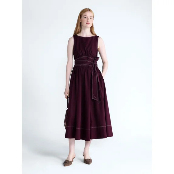Free Assembly Women's Sleeveless Cotton Boatneck Maxi Dress, Sizes XS-XXL | Walmart (US)