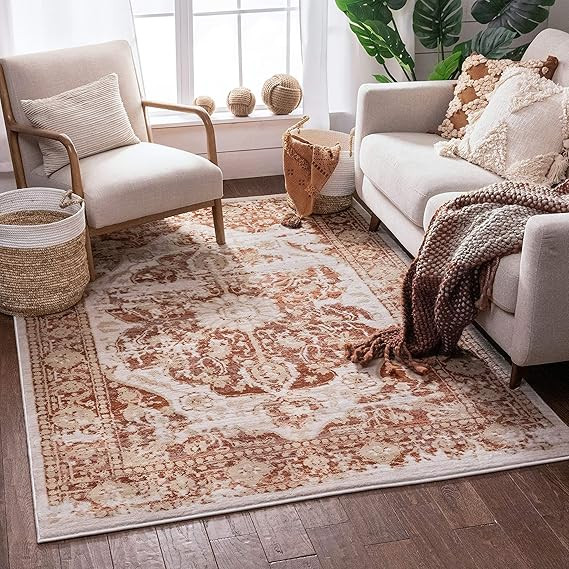 Well Woven Millie Tribal Copper Medallion 160 x 220 cm(5'3" x 7'3" ft) Area Rug Pink Red Gold Mod... | Amazon (UK)