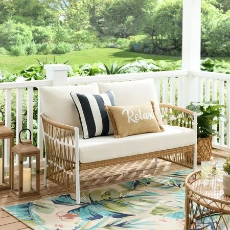 Better Homes & Gardens Lilah Outdoor Wicker Loveseat White | Walmart (US)