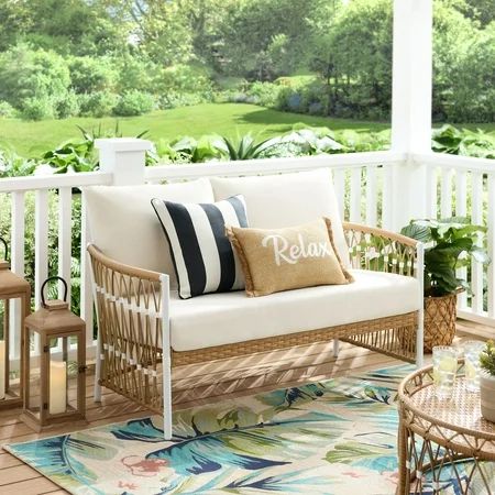 Better Homes & Gardens Lilah Outdoor Wicker Loveseat White | Walmart (US)