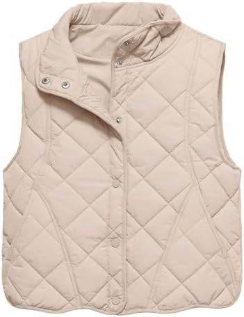 Gacaky Women's Puffer Vest Sleeveless Button Down Outerwear Warm Quilted Lightweight Down Winter ... | Amazon (US)