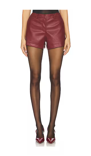 x REVOLVE Wendy Faux Leather Shorts in Burgundy | Revolve Clothing (Global)