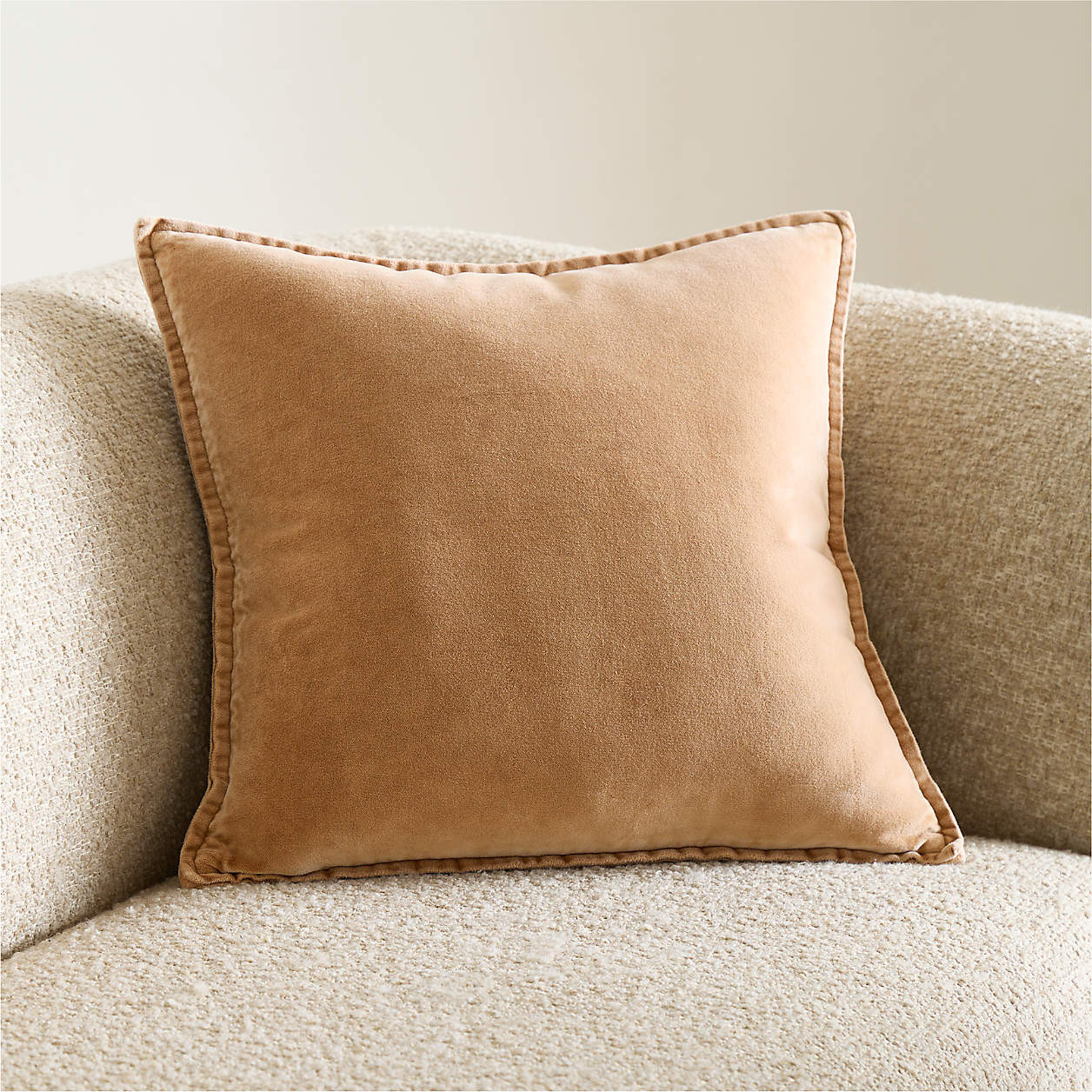 Relaxed Washed Organic Cotton Velvet 20"x20" Moss Green Throw Pillow Cover + Reviews | Crate & Ba... | Crate & Barrel