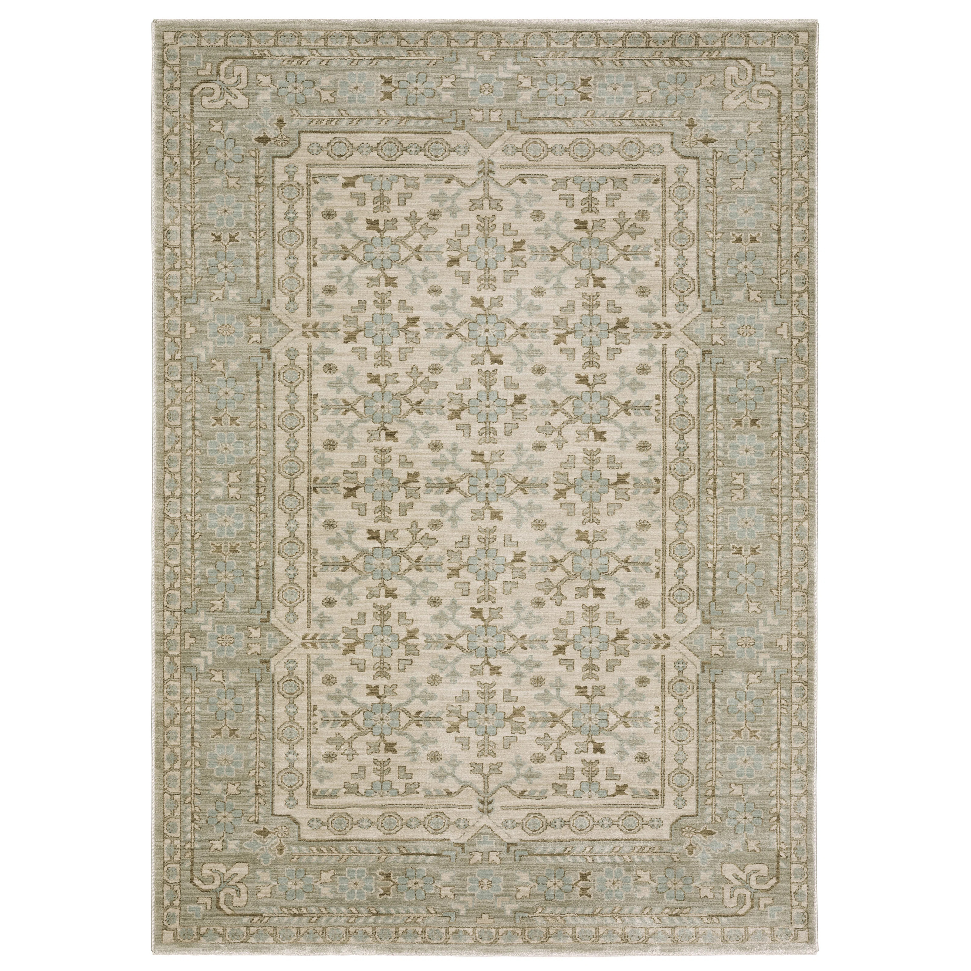 Graicyn Global Traditonal Beige/ Teal Area Rug | Wayfair North America