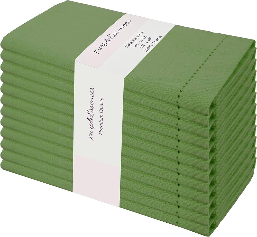 PurpleEssences Set of 12 Hemstitch Cloth Dinner Napkins 100% Cotton - Soft Durable Washable -Idea... | Amazon (US)