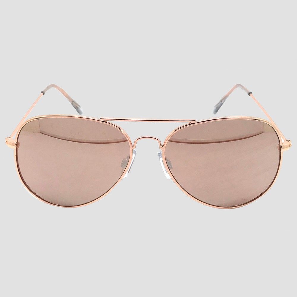 Women's Aviator Sunglasses with Rose Gold Lenses - Wild Fable Gold | Target