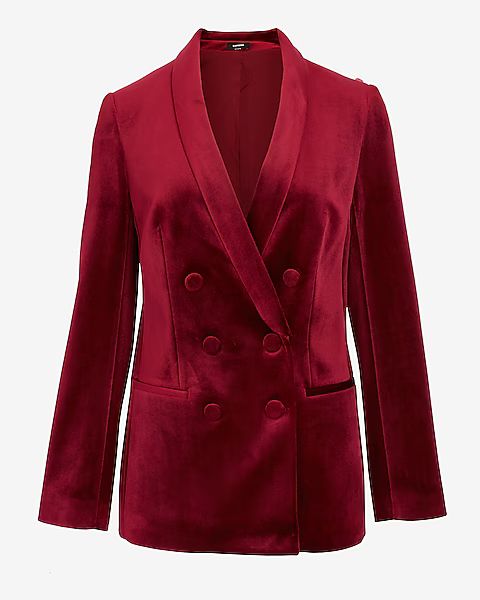 Velvet Double Breasted Shawl Collar Blazer | Express