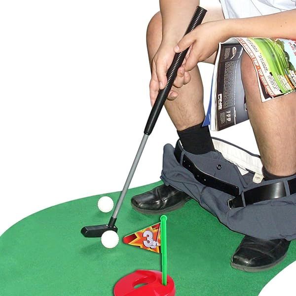 Toilet Golf, Golf Practice in the Bathroom with this Potty Putter, By Barwench Games (Golf) | Amazon (US)