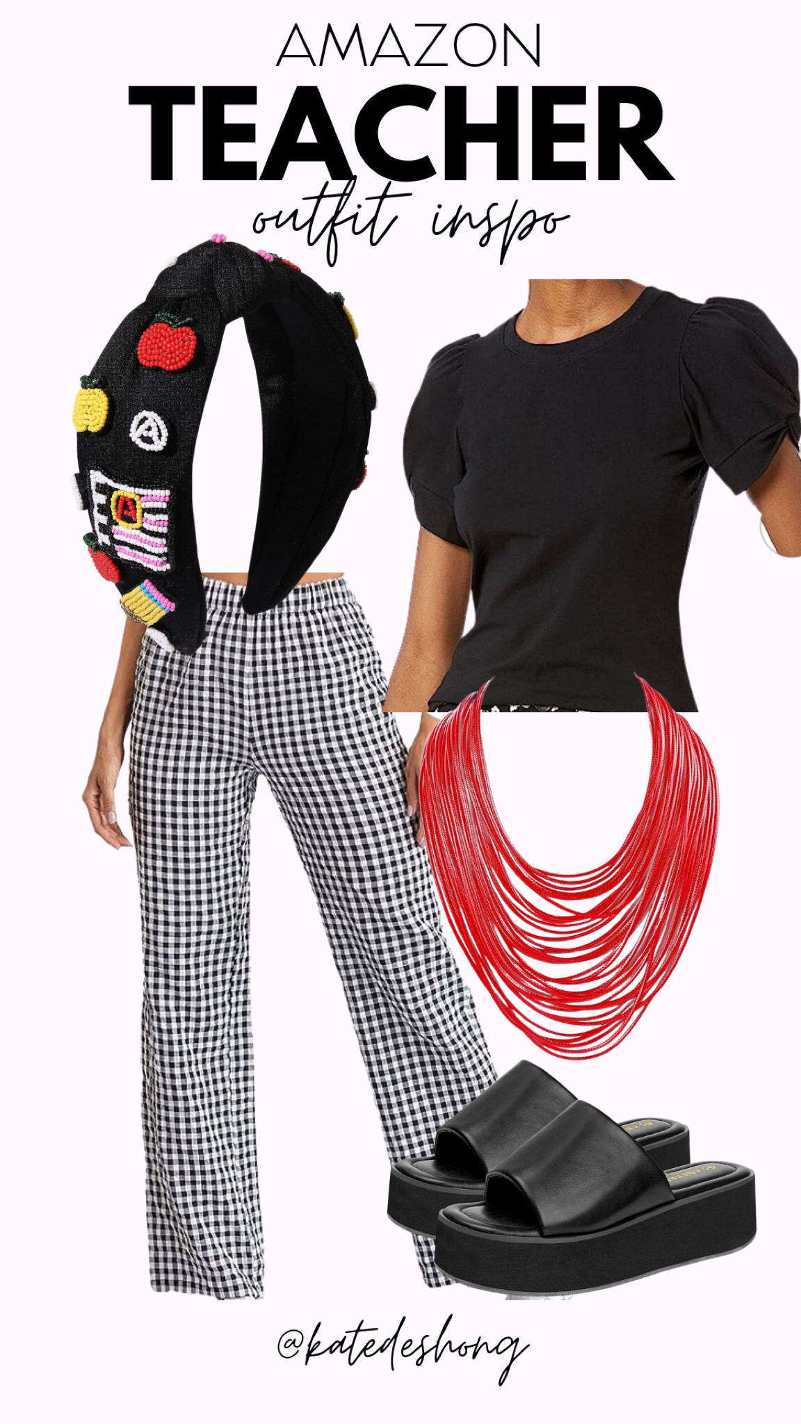 Teacher outfits. Work wear outfits. Casual work outfits. No jeans. No dresses. Work pants. Work blouses. Teacher T-shirt. Amazon finds. budget shopping. Teacher earrings. Back to school. Pencils. Graphic tee. Fun pants. Plaid pants. Cute headband. Teacher headband. Under $50. Teacher outfit inspo. Pinterest teacher. Kindergarten teacher. Overalls. Jumpsuits. 

#LTKSeasonal #LTKworkwear #LTKBacktoSchool
