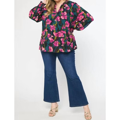 Women's Floral Print Top - PLUS - entro 1X | Target
