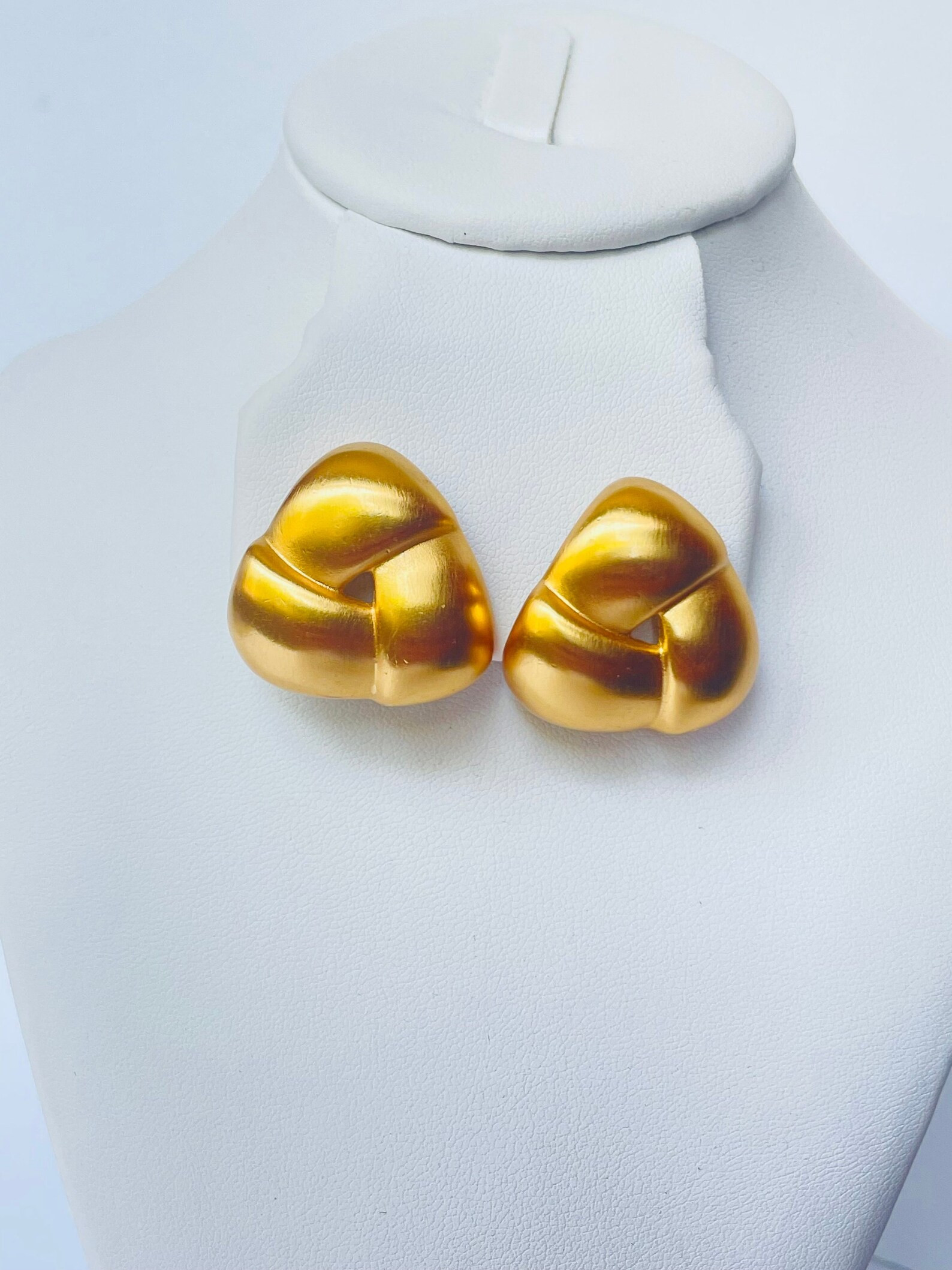 Vintage Anne Klein Triangle Brushed Gold Earrings Triangular - Etsy | Etsy (US)