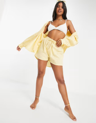 ASOS DESIGN textured set beach short in yellow | ASOS (Global)