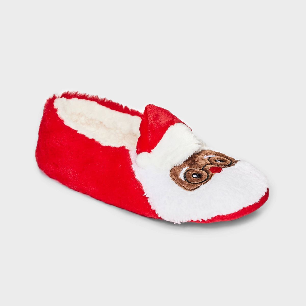 Women's Santa Faux Fur Pull-On Slipper Socks with Grippers - Wondershop™ Red | Target