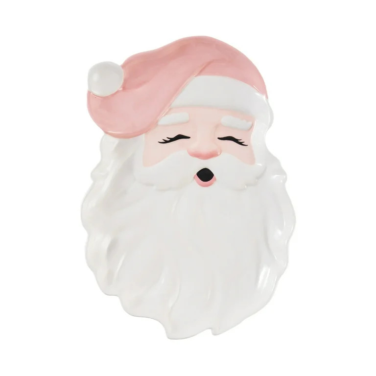 Pink Santa Ceramic Serving Tray, by Holiday Time | Walmart (US)