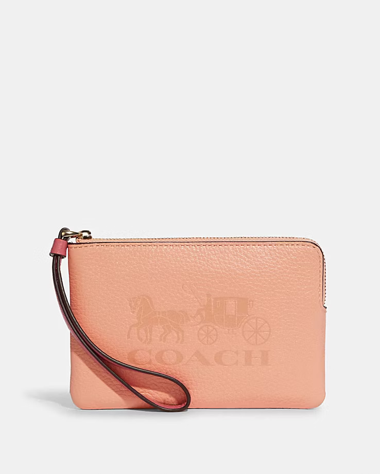 Corner Zip Wristlet In Colorblock With Horse And Carriage | Coach Outlet US