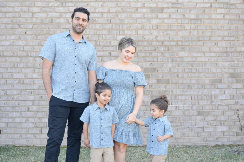 Matching Family Linen Outfit, Blue Floral, Mother's Day | Etsy (US)