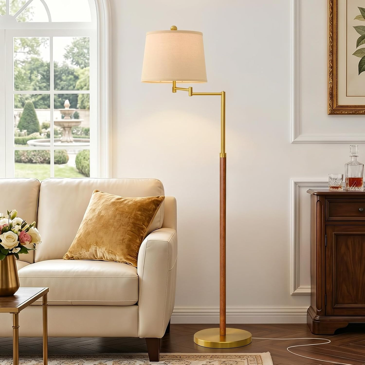 Floor Lamp with 350° Adjustable Swing Arm Vintage Lamps for Living Room | Amazon (US)