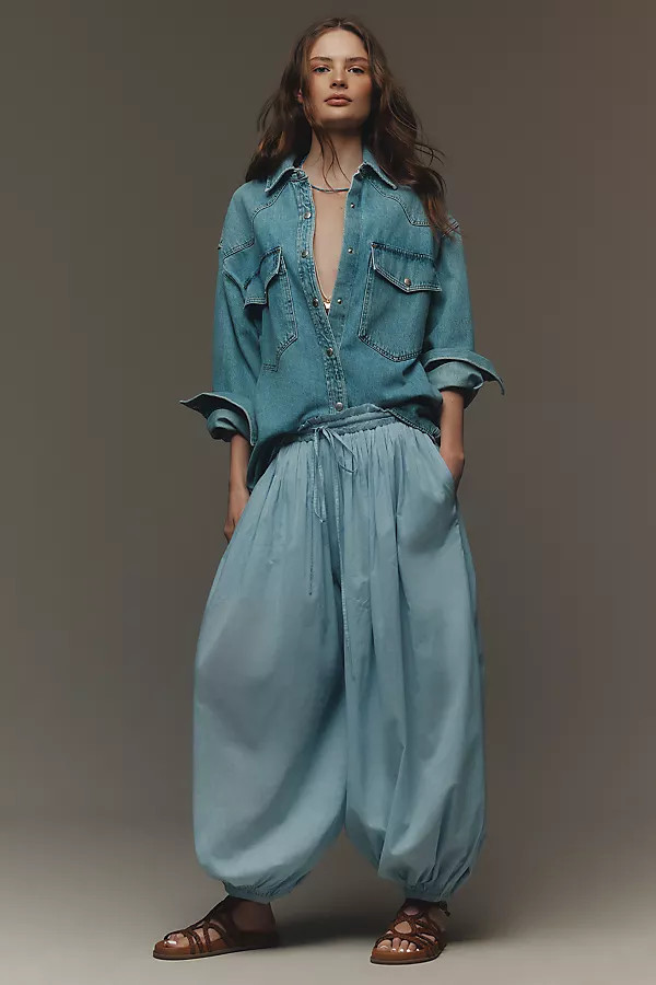 Cotton Pleated Balloon Pants | Anthropologie (US)