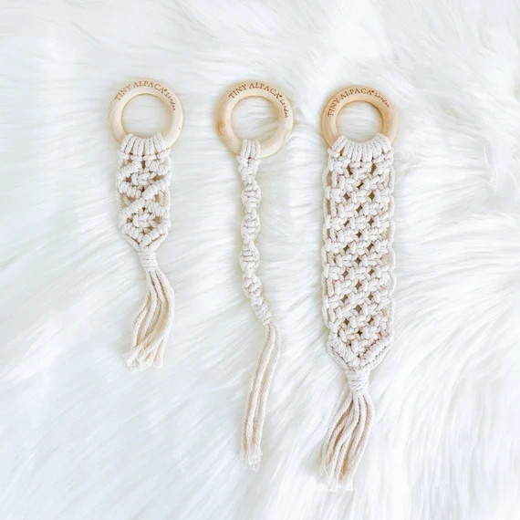 Tiny Alpaca  Natural Macrame Teether  Wooden Teether  | Etsy | Etsy (US)
