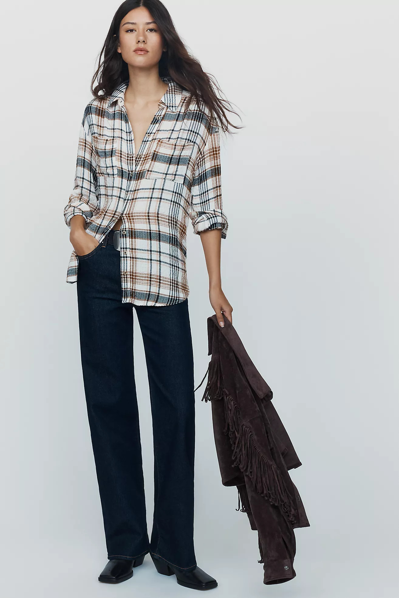 Pilcro Hadley Relaxed Plaid Buttondown Shirt | Anthropologie (US)