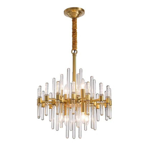 Modern Luxury Brass Round Crystal Chandeliers | Wayfair North America