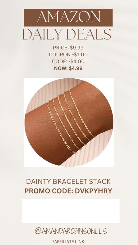 Amazon Daily Deals
Dainty gold bracelet stack 

#LTKSaleAlert