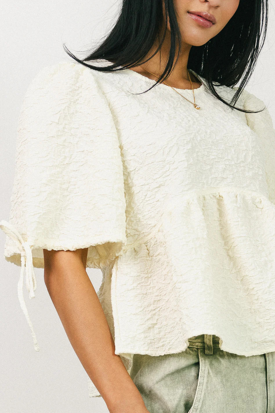 Alessia Peplum Top in Cream | Böhme US