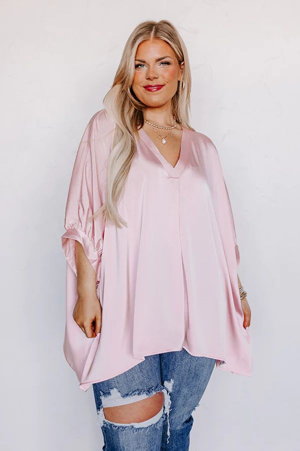 Everyday Dreams Satin Shift Top in Light Pink Curves | Impressions Online Boutique