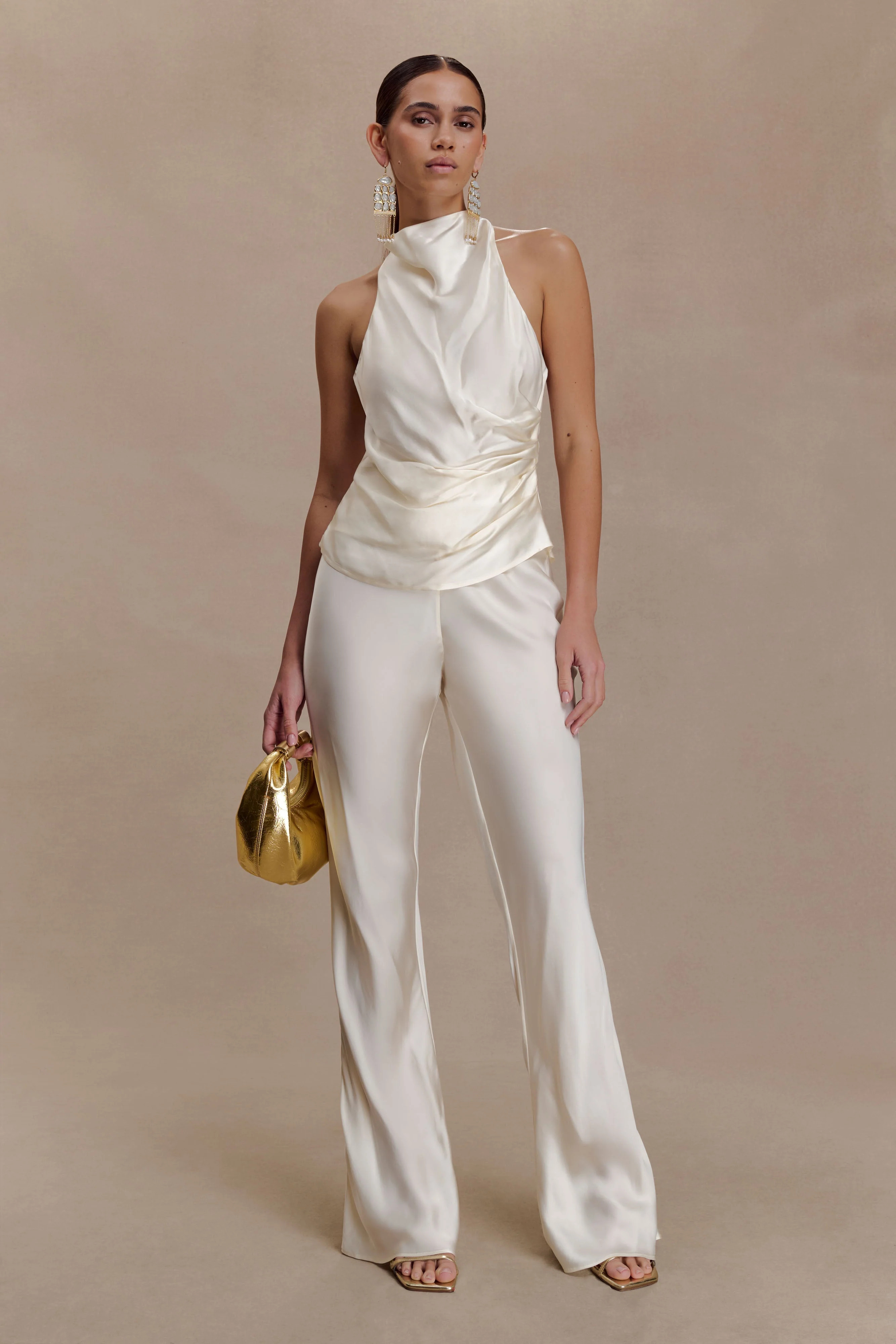 Bianca Satin Pants - Ivory | MESHKI US