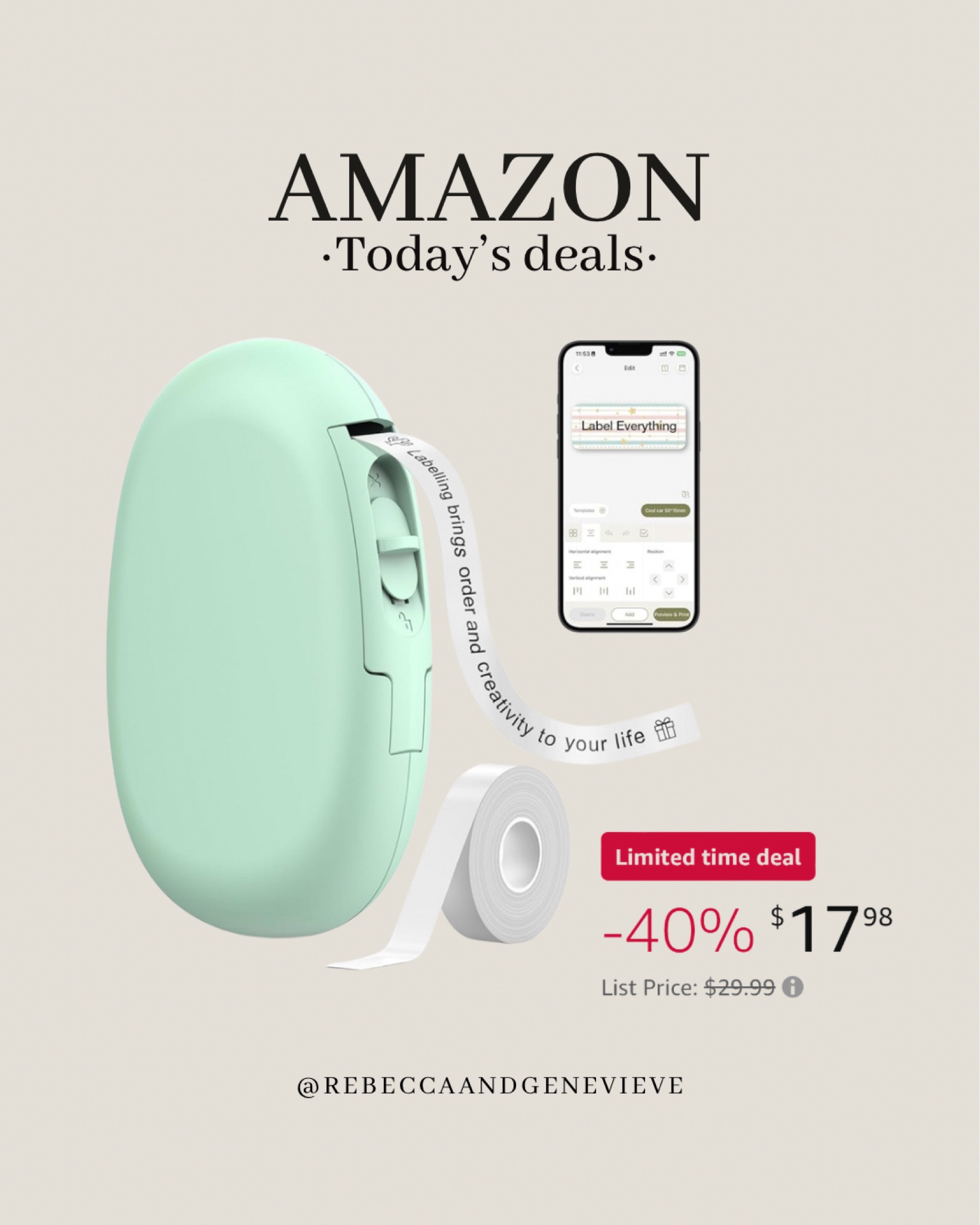 Amazon deal of the day 🚨 This tiny labeler is perfect for kitchen, school, and office organization!
-
Back to school. Office. Home organization. Kitchen organization. Finds under 50. Sale alert. Amazon finds. Amazon deals. 

#LTKBacktoSchool #LTKSaleAlert #LTKHome