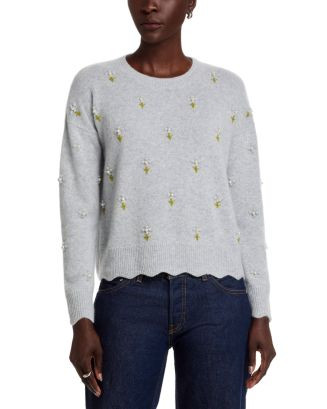 100% Cashmere Floral Pearl Embellished Sweater - Exclusive | Bloomingdale's (US)