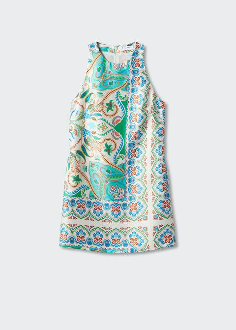 Paisley-print satin dress -  Women | Mango USA | MANGO (US)