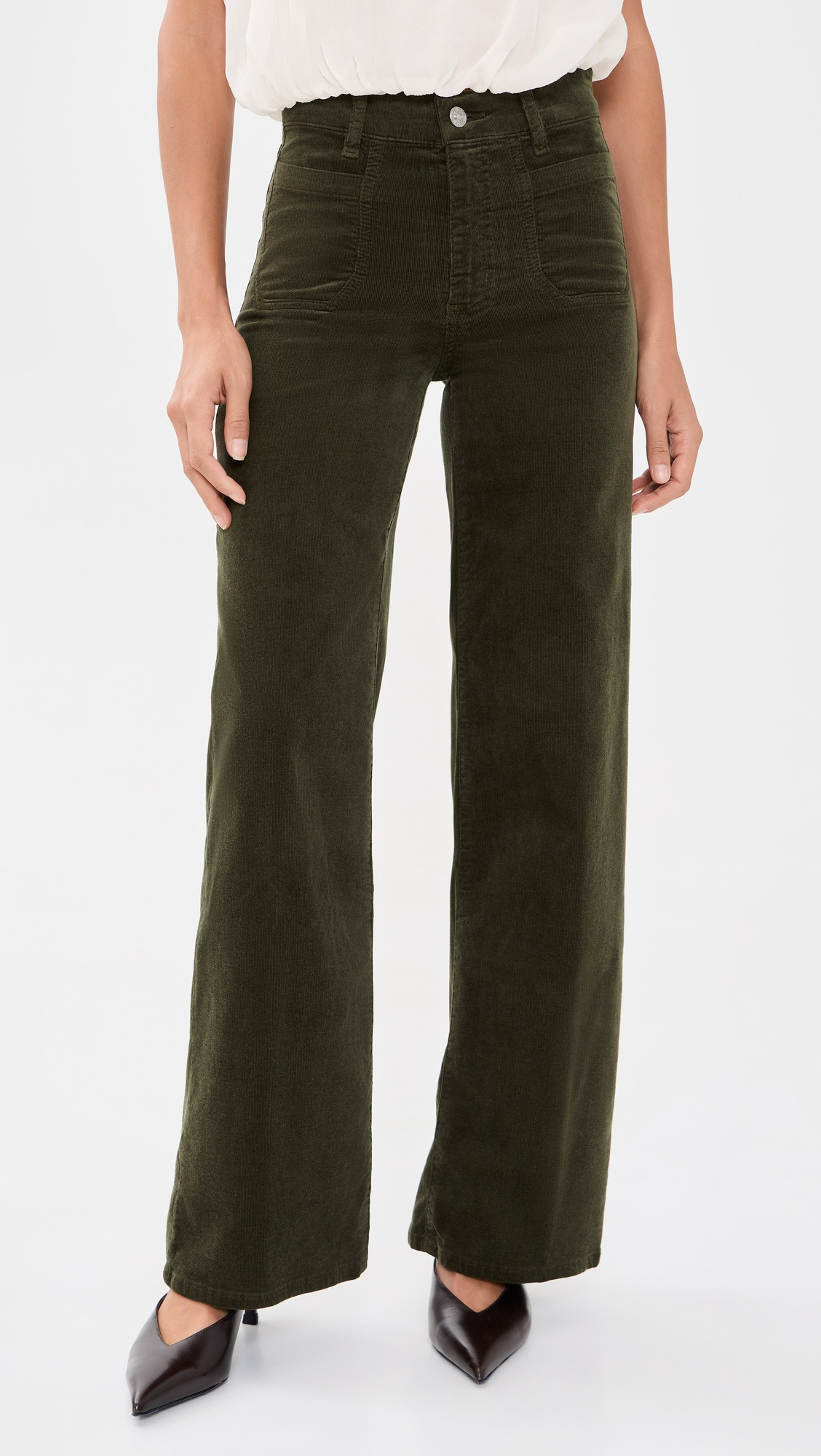 FRAME Le Slim Palazzo Modernist Pants Rich Military 33 | Shopbop