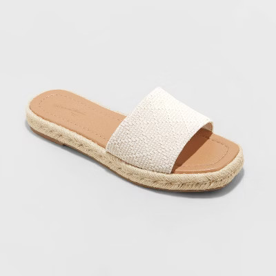 Women's Maren Square Toe Espadrille Slide Sandals - Universal Thread™ Cream 11 | Target